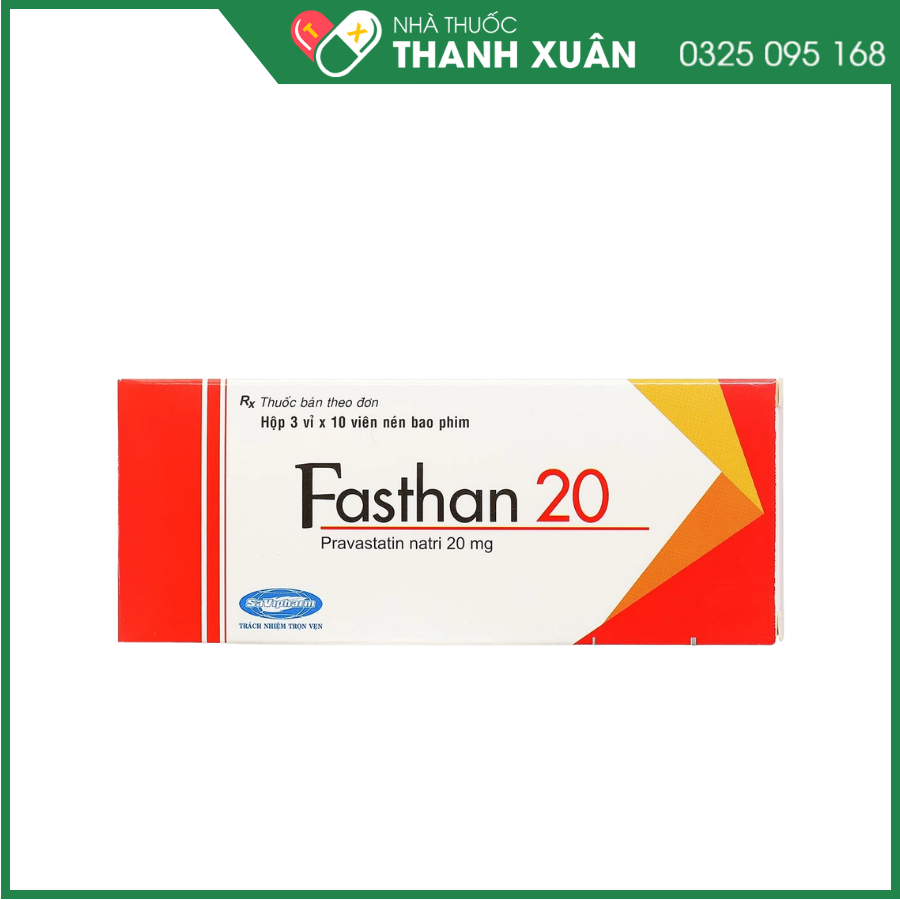 Thuốc Fasthan 20 SaVipharm điều trị rối loạn lipid máu, dự phòng biến cố tim mạch